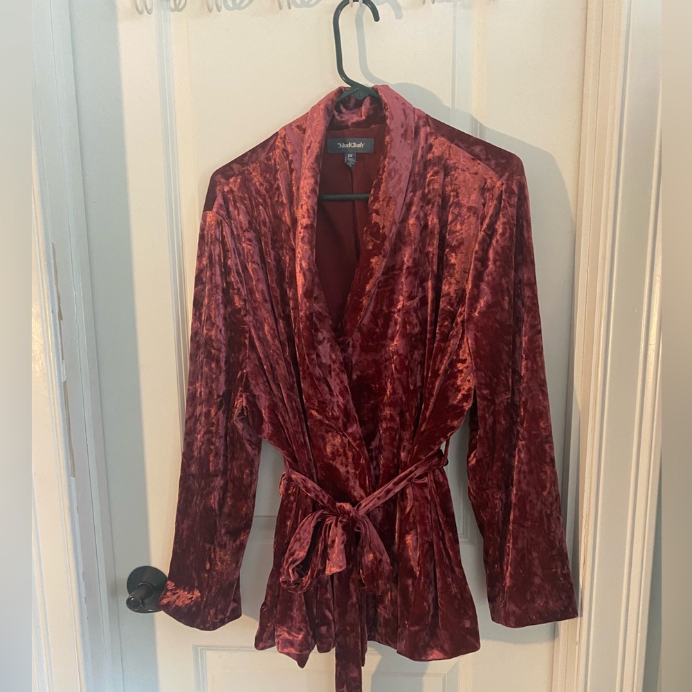 Modcloth Velour Belted Smoldering Smoking Belted Jacket